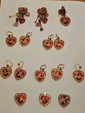 Latr 2Go Valentines Day Heart  Earring 15PC Lot FOR REPAIR Gold Tone Enamel #242