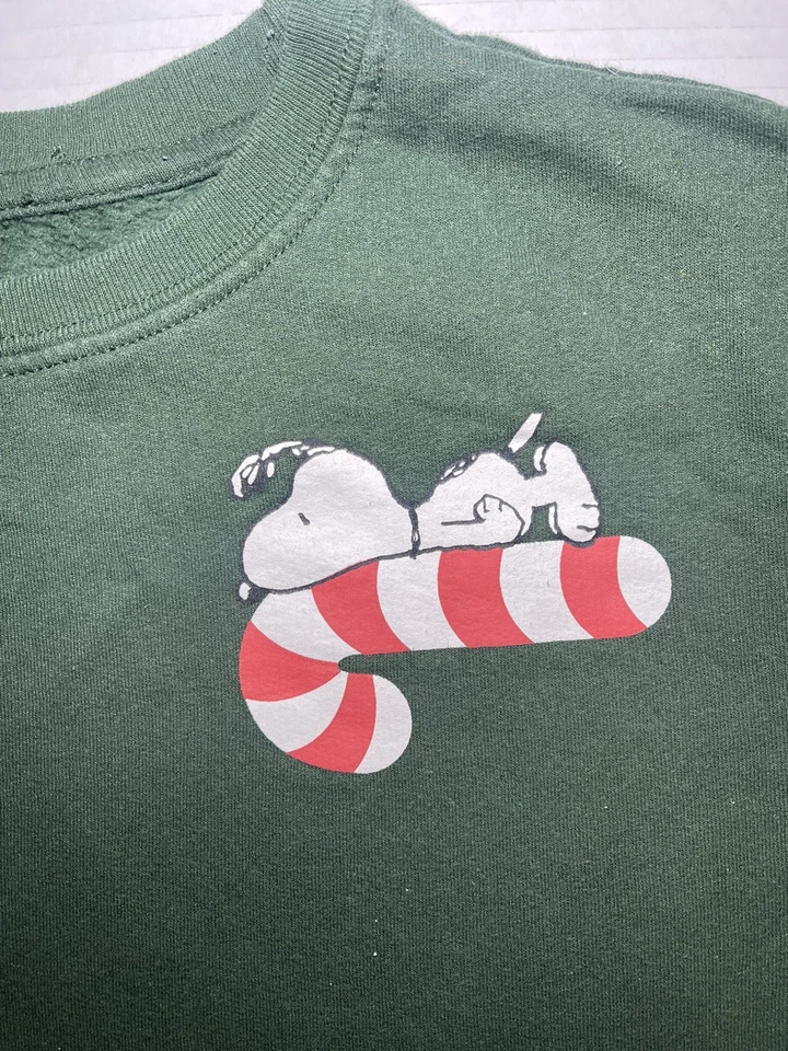 Sudadera verde Peanuts Snoopy on Candy Cane niños talla mediana Foto 2 de 4