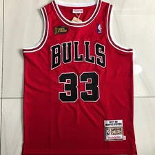 Scottie Pippen #33 Embroidere Final Edition Retro Jersey 97-98 Season Red/Black