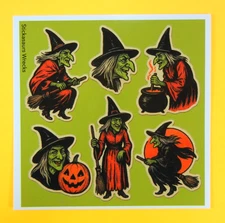 Vintage Style Halloween Witches Sticker Sheet