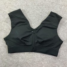 Tommie Copper Sports Bra Womens 2XL Black Zip Front Compression Shoulder Support