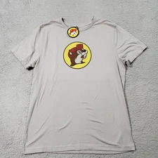 Buc-ees Shirt Mens Large Gray Red Truck Short Sleeve Crew Neck Cotton Casual