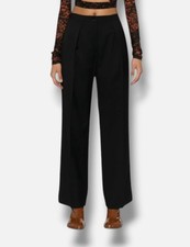 Acne Studios Women's Black Wide-Leg Pleated Trousers Dress Pants Size 34