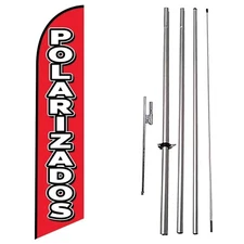 Polarizados Advertising Feather Banner Swooper Flag Red – (Spanish Window...