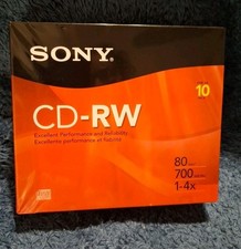 New Sony CD-RW 700MB/80 min 1x-4x compatible Rewritable 10 pack