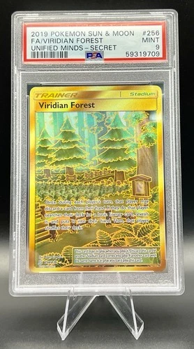 2019 POKEMON SUN & MOON UNIFIED MINDS SECRET #256 FULL ART/VIRIDIAN FOREST PSA 9