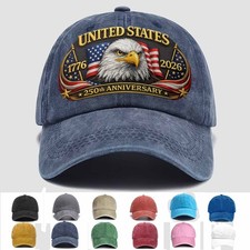 US 1776 2026 250th Anniversary Baseball Cap, Bald Eagle Head USA Flag Hat, Gift