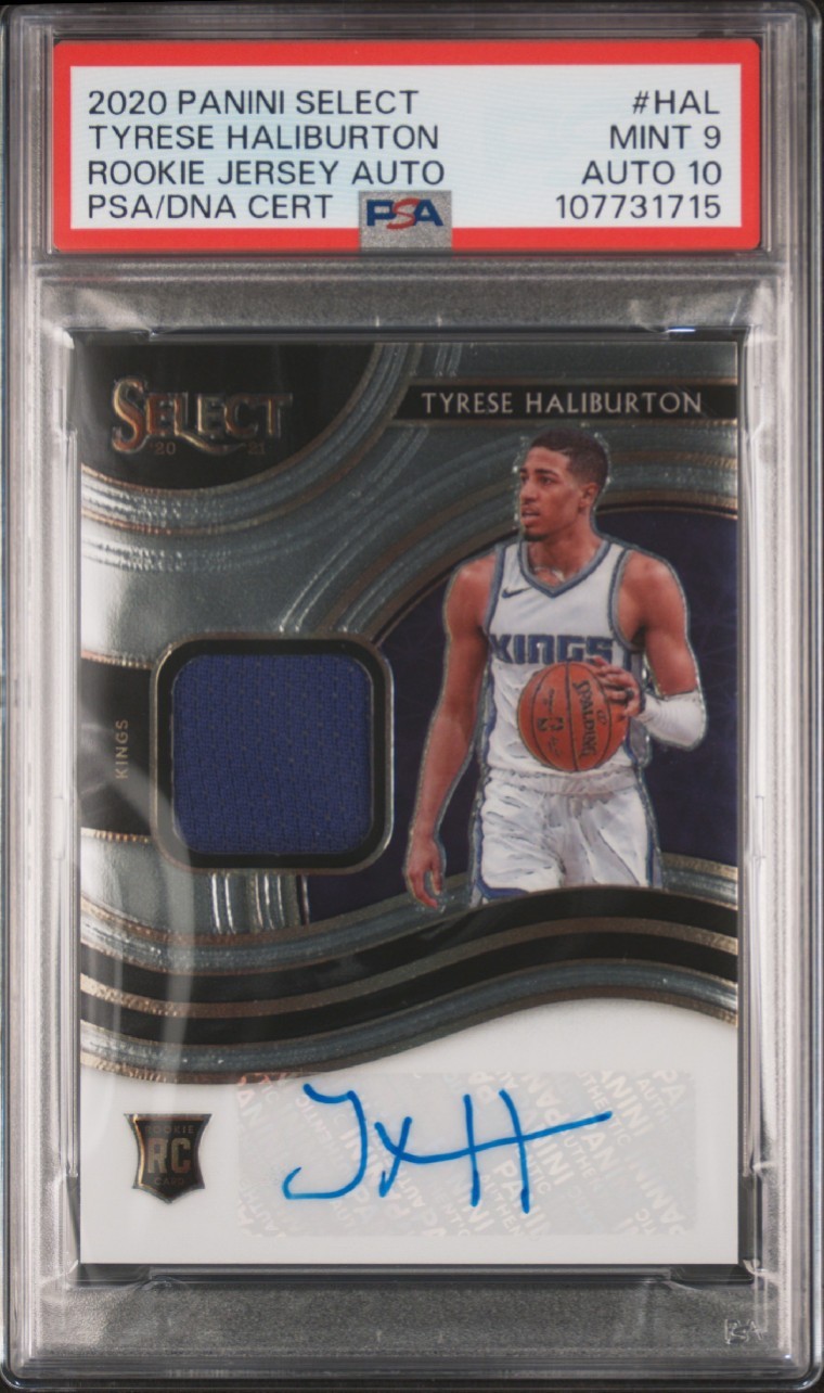 2020 Panini Select Rookie Jersey Autographs Tyrese Haliburton /199 PSA 9 Mint