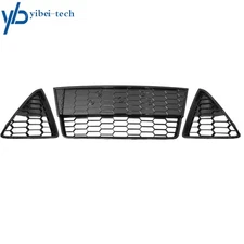 3-Pieces Lower Grille Assembly Honeycomb Black For Ford Focus S/SE 2012-2014
