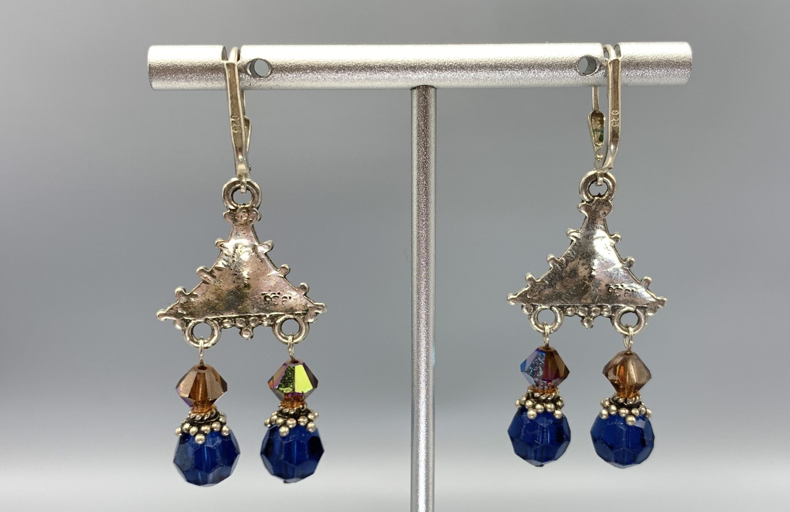 Triangular Shaped Sterling Silver Lever Back Earr… - image 3