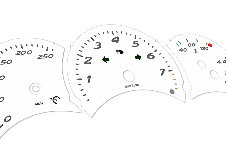 Porsche Boxster 986.1 White - Speedometer gauges from MPH to km/h cluster disk - Image 3 of 4