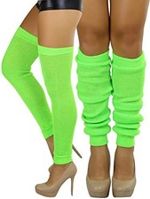 Women's Long Over The Knee Leg Warmers Bright Thigh High Neon Green