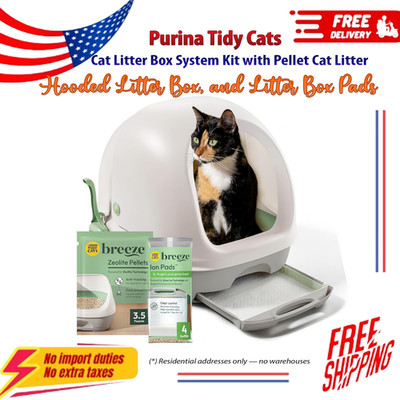Purina Tidy Cats Breeze Covered Litter Box System Kit Hooded Pellets Pads 