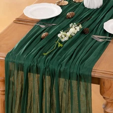Emerald Green Table Runner Cheesecloth Table Runner 10FT Farmhouse Table Runn...
