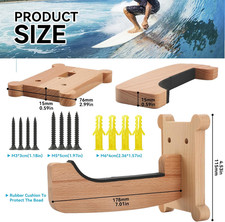 Surfboard Wall Mount Rack Beech Wood Surf Board Hangers M6 Expansion Bolts