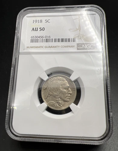 1918 P Buffalo 5c Nickel Coin NGC AU50 About Uncirculated Certified