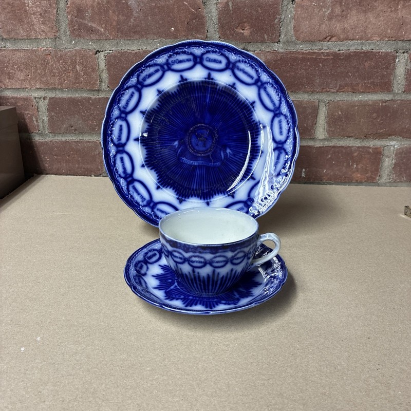 Antique Furniture Store Advertising William & Mary Plate, Tea Cup Boston Shawmut