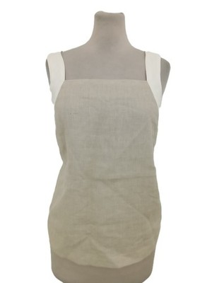 Jaeger Women's Top Size 12 Oatmeal 100% Linen Square Neck Sleeveless New