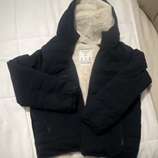 Abercrombie Kids Black Jacket 13/14 Faux Fur Lining Zip Wind Water Resistant