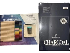 Strathmore 500 Series cotton Finer Paper 12” x 18” & 50 pc Color Pencil Set NEW