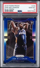 2019 PANINI PRIZM BLUE PRIZM #248 ZION WILLIAMSON ROOKIE RC 22/199 PSA 10