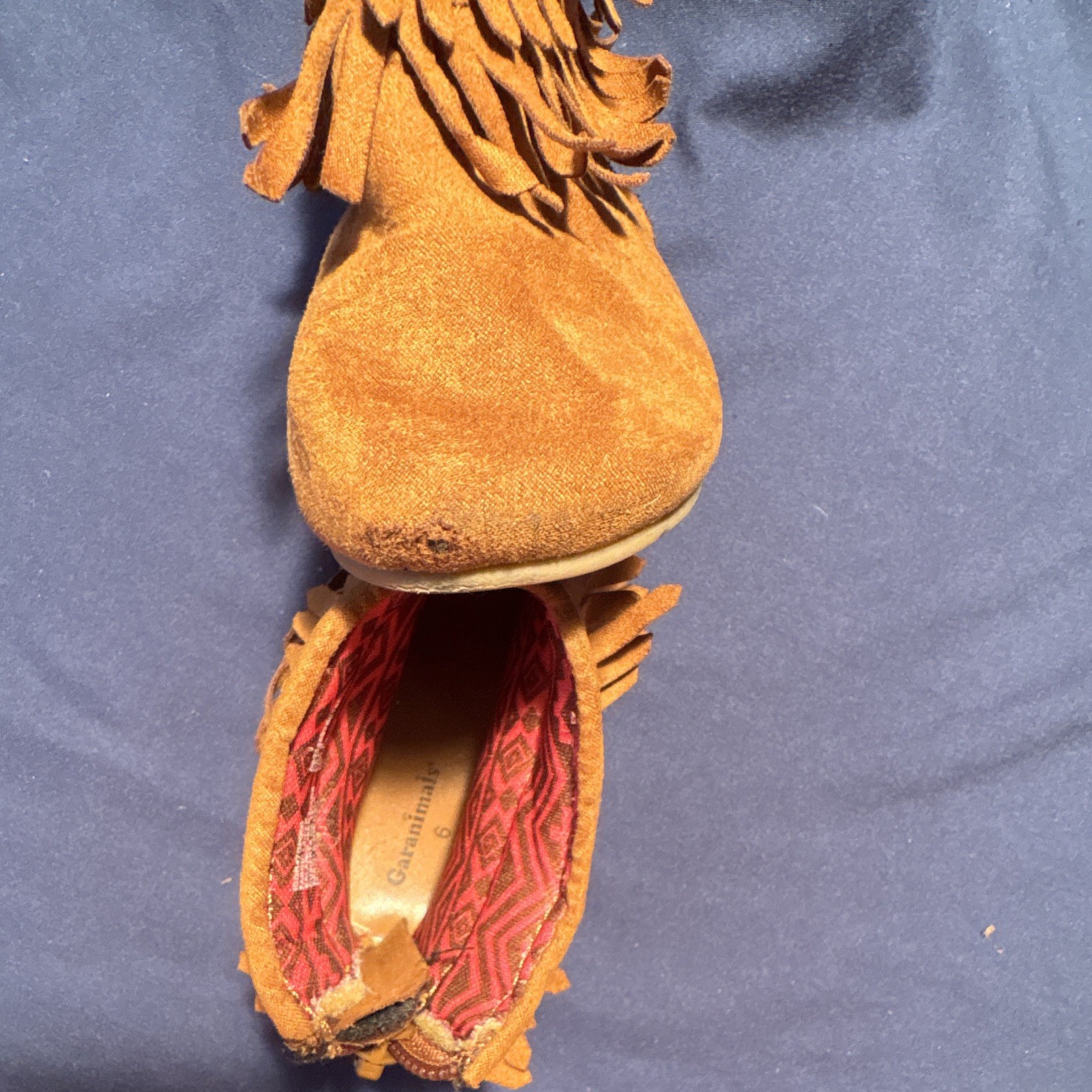 Garanimals Unisex Kids Brown Suede Fringe Ankle Boots Zip Flat Heel US 6 image 8