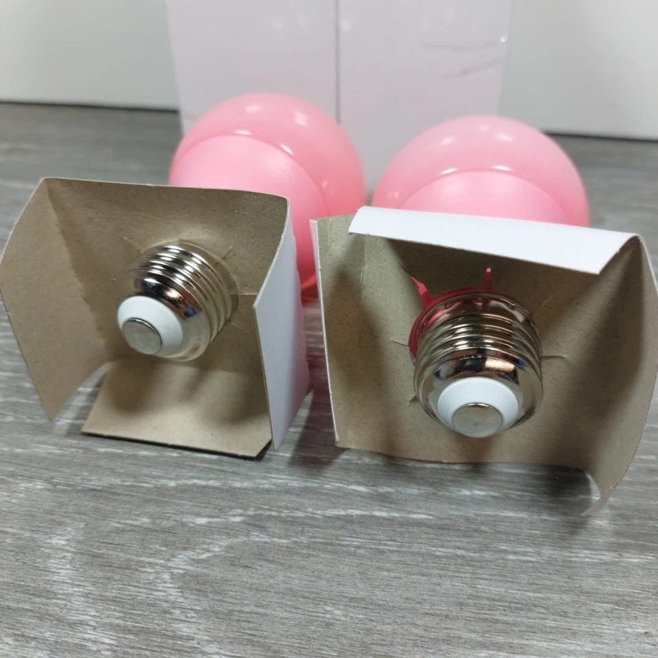 2 Pack A19 Led Pink Light Bulb9 Watt Pink Lights Equivalent 100 Watt Colored  - Image 2 of 4