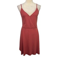 Mossimo Supply Co Burnt Orange Faux Wrap Ribbed Mini Dress Small Summer