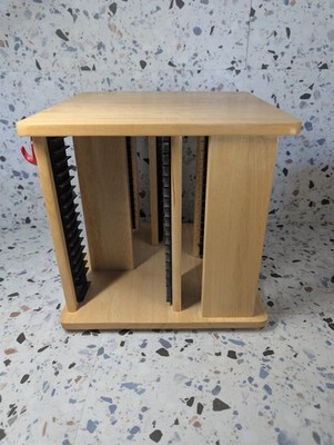 Drehbares CD-Regal aus Holz drehbar Aufbewahrung Karussell Lazy Susan für 48 CDs Einheit