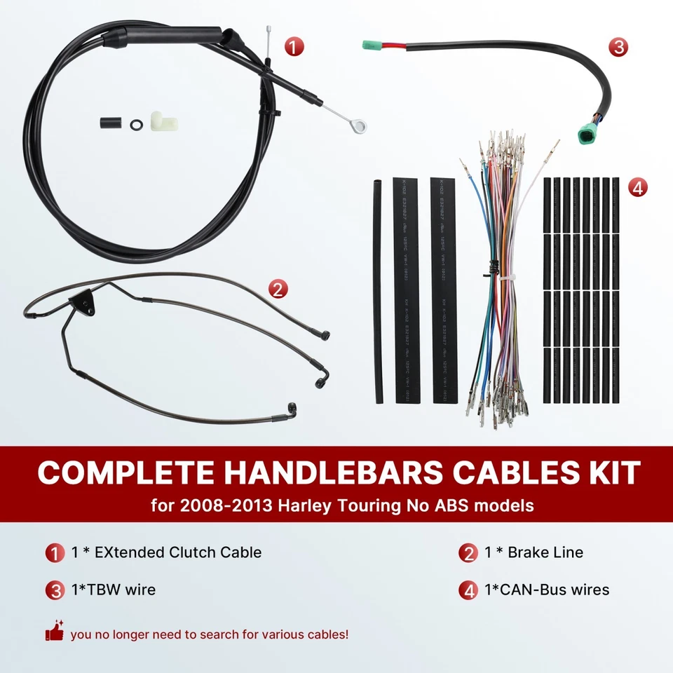 2008-2013 Road Glide Road King Clutch Cable Brake Line for Harley No ABS 16" Bar - Image 4 of 4
