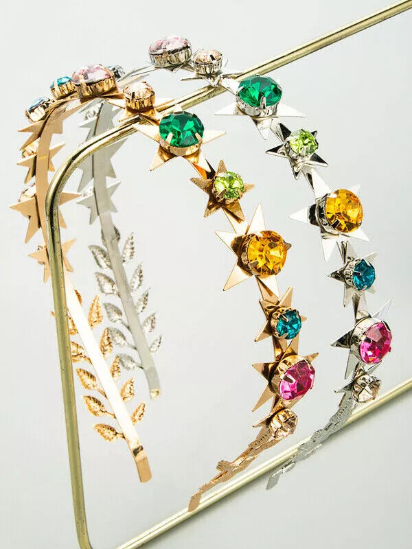 Diadema Banda para Cabello Estrellas Pedrería Multicolor Arco Mujer X007
