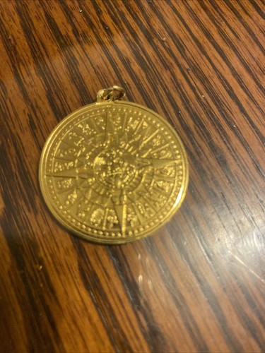 FRANKLIN MINT MAYA KALENDER ANHÄNGER IN STER. W/24K PLATE & G.F.