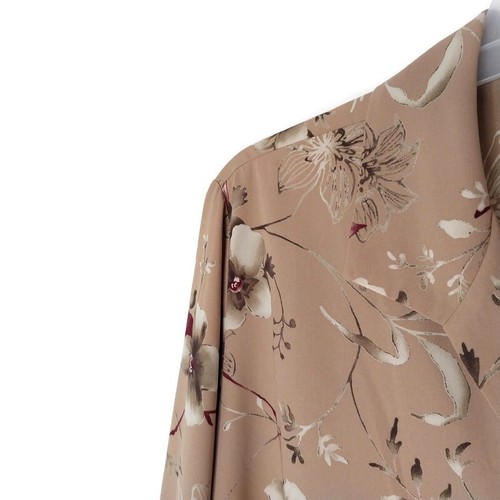 Laura Scott Womens Size 22W Blouse Long Sleeve Button Front V-Neck Brown Floral - Picture 2 of 10