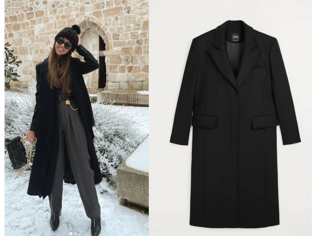 Zara long wool blend coat sales