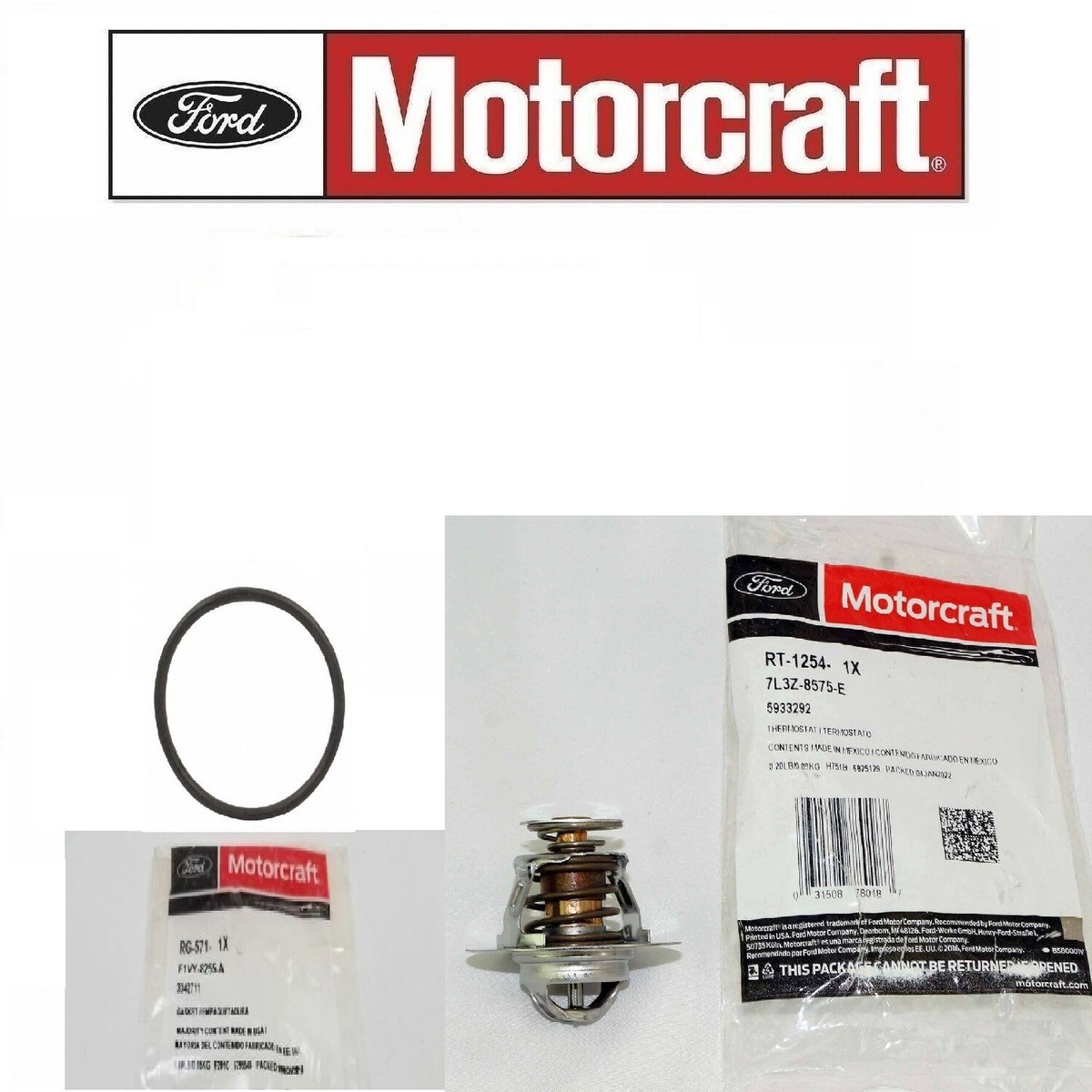 Genuine OEM Motorcraft RT1254 Engine Coolant Thermostat & Gasket