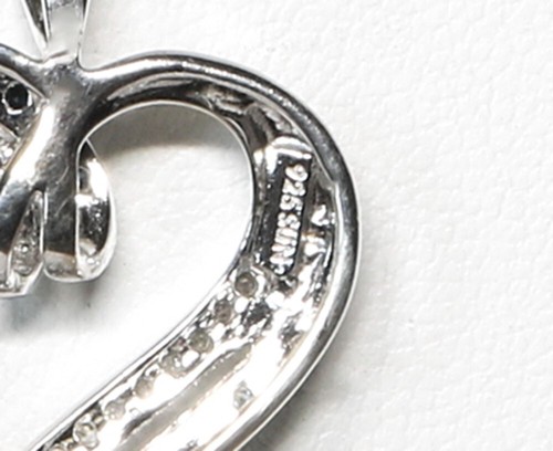Sterling Silver Rhodium-plated Blue & White Diamond Heart 18" Necklace .25ct TW - Picture 5 of 8