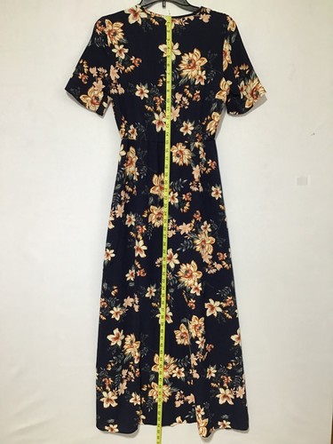 Maxi Dress With Exposed Shorts Womens Small Navy Blue Floral Skort Trave lShein - Picture 11 of 16