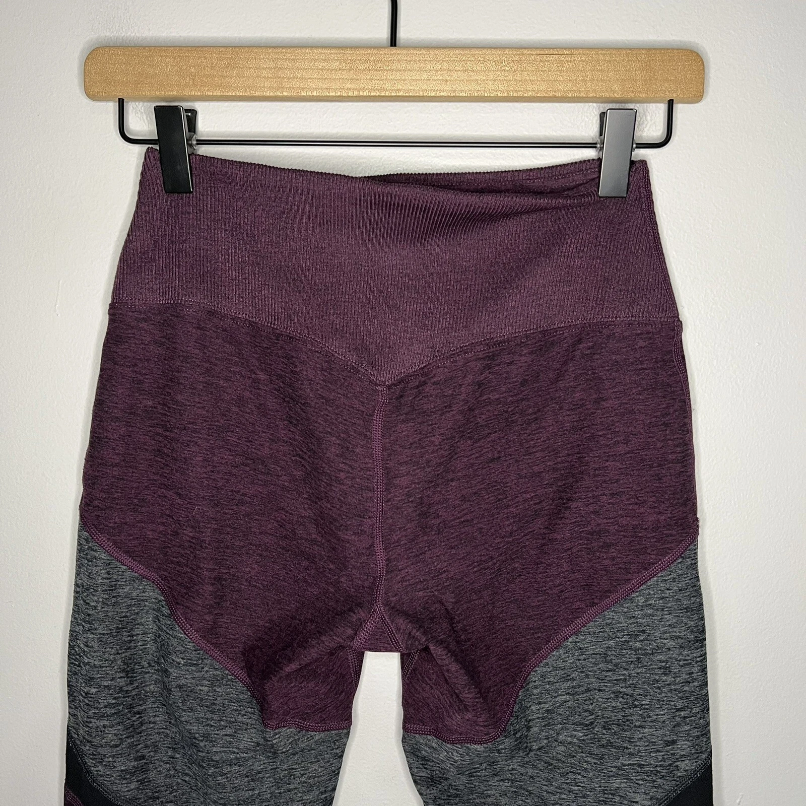 alo-yoga colorblock striped ankle heather gray leggings