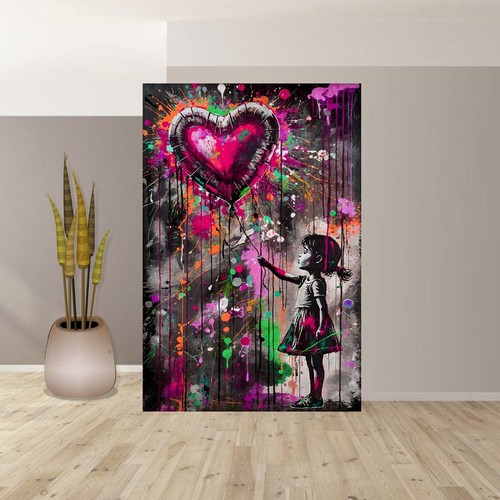 LEINWAND BILD ER XXL ABSTRAKT POP ART BALLOON GIRL GRAFFITI BUNT WAND POSTER 578 - Bild 4 von 6