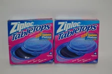 Lot of 2 NEW Ziploc Tabletops Dishware 4 Sandwich Plates Snap n Seal Lids 