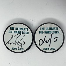 Anaheim Ducks 2002-2003 Keith Carney & Vitaly Vishnevski Signed NHL Hockey Puck