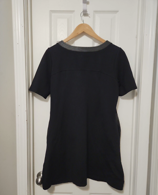 BCBGMaxAzria Black Faux Vegan Leather Pockets Short Sleeve Ponte Mini Dress  Sz M | eBay