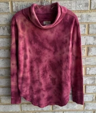 Mauve Pink Tie Dye Long Sleeve Cowl Neck Thermal Top Women's Size S.