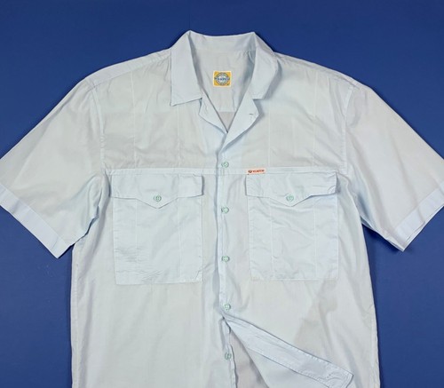 Wampum camicia shirts uomo usato M azzurra vintage leggera manica corta T8487 - Foto 3 di 9