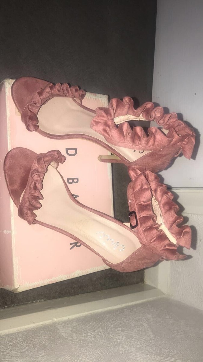 Sandales IKRUSH Loratina - Talons Aiguilles 5" - Faux Daim Rose Avec Volants - Taille UK 5