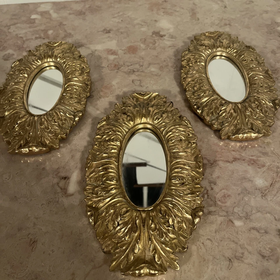 Juego de 3 espejos ovalados Two’s Company, dorado Foto 2 de 4