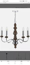 Stunning 5 light chrome wooden chandelier
