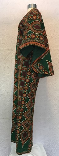 Vintage Ethnic African Bohemian Tribal Maxi Cotton Caftan Halter Cape Dress Lind - Picture 5 of 11