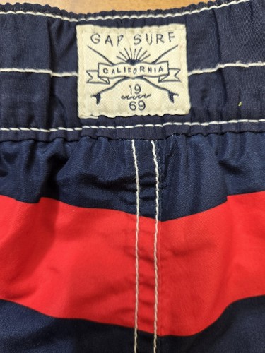 GAP Surf Kids Board Swim Shorts Boy XL (12) Reg Navy & Red Striped Very Nice EUC - Picture 8 of 14