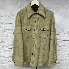 Vintage 70s Wool Shacket Work Shirt Jacket Plaid Lined Collar Shirt-Jac H.I.S.